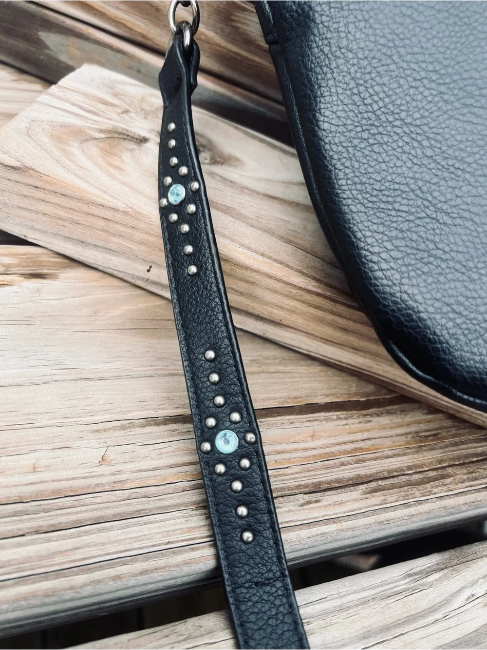 •Black Leather Riveted Crossbody Belt Bag! NEW!